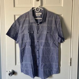 Calvin Klein blue and white shirt sleeved button down